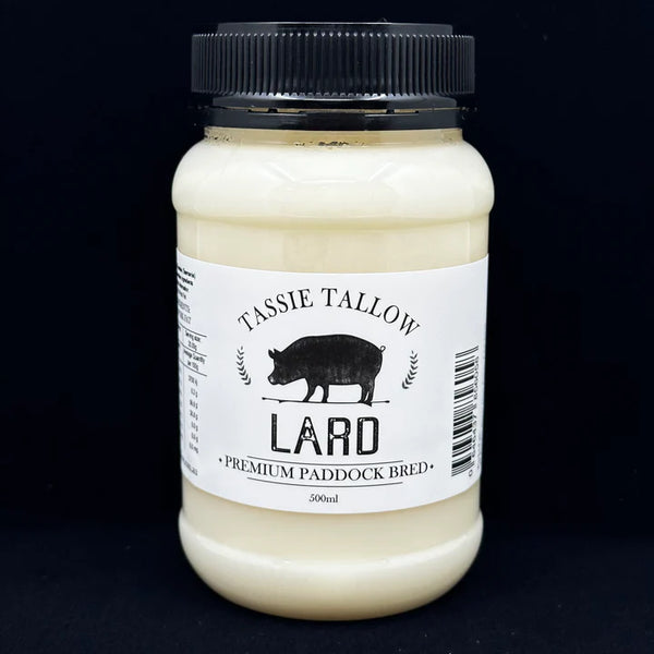 Tassie Tallow Pork Lard Tasmanian Paddock Bred 500ml