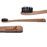 Eco Toothbrush Curved Handle with Charcoal Enhanced Bristles- Biodegradable (buy 12 deal)  (choose type)