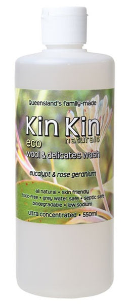 Kin Kin Naturals Wool & Delicates Wash Eucalyptus & Rose Geranium 550ml