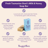 Beauty & The Bees Tasmanian Goat's Milk & Honey Soap Bar 120g