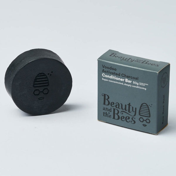 Beauty & The Bees Voodoo Activated Bamboo Charcoal Conditioner Bar for Fine or Brassy Hair & Flaky Scalp 50g