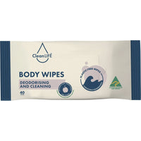 CleanLIFE Plastic-Free Body Wipes Deodorising & Cleaning 40 pack