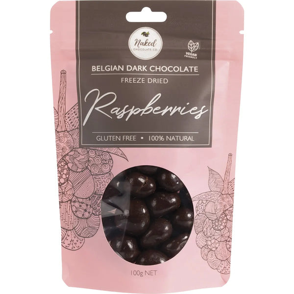 Naked Chocolate Co. Freeze Dried Raspberries in Dark Chocolate 100g