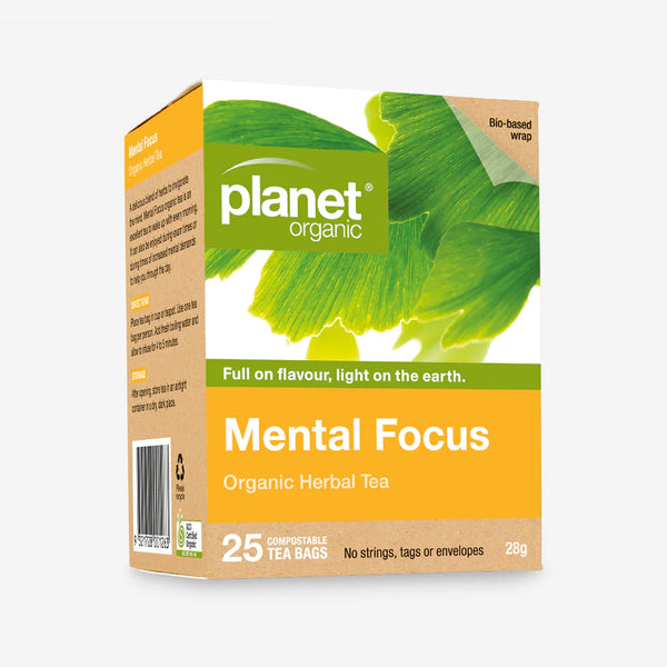 Planet Organic Herbal Tea Bags Mental Focus 25pk