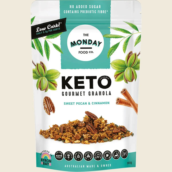 Keto Gourmet Granola Sweet Pecan and Cinnamon The Monday Food Co 300g