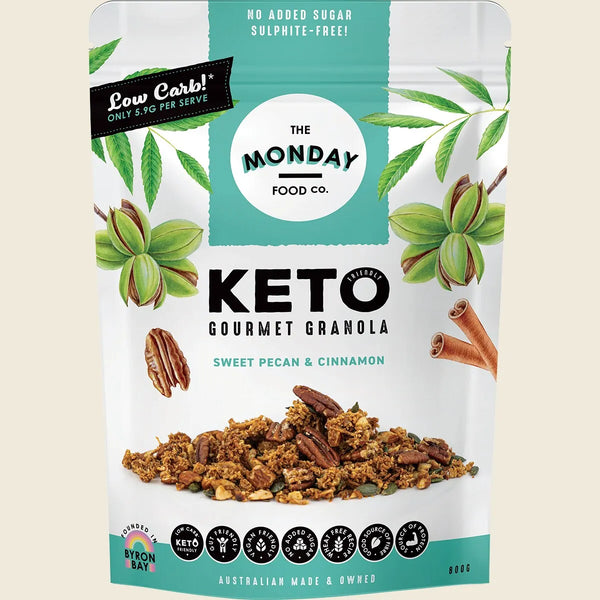 Keto Gourmet Granola Sweet Pecan and Cinnamon The Monday Food Co 800g