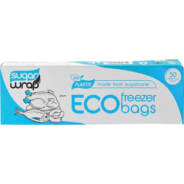 Sugarwrap Eco Freezer Bags (Made From Sugarcane) Large 30x40cm pk50