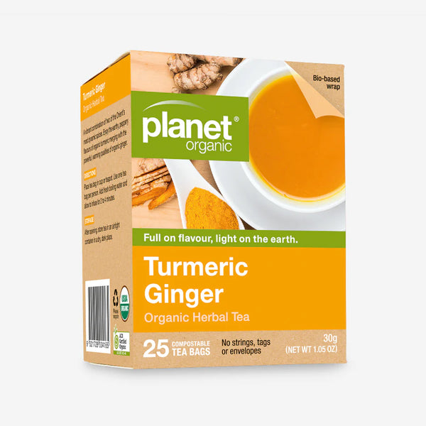Planet Organic Herbal Tea Bags Turmeric Ginger 25pk