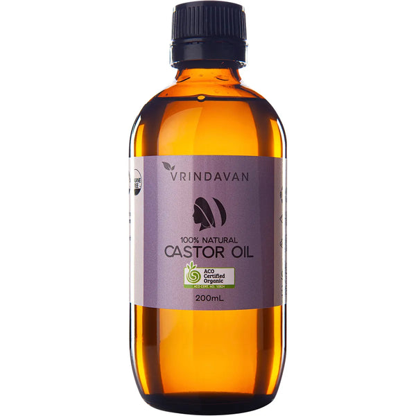Vrindivan Castor Oil Organic - in Amber Glass Bottle 200ml