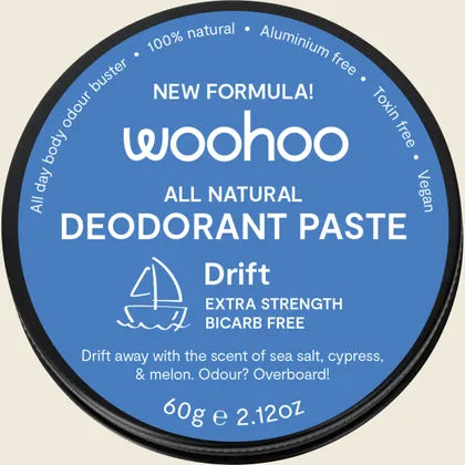 Woohoo All Natural Deodorant Paste (Tin) Drift Extra Strength 60g
