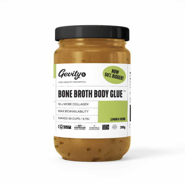 Gevity RX Bone Broth Body Glue  - Lemon & Herb 390g (makes 39 cups)