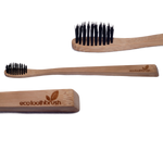 Eco Toothbrush Curved Handle with Charcoal Enhanced Bristles- Biodegradable (buy 12 deal)  (choose type)