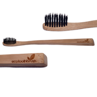 Eco Toothbrush Curved Handle with Charcoal Enhanced Bristles- Biodegradable (buy 12 deal)  (choose type)