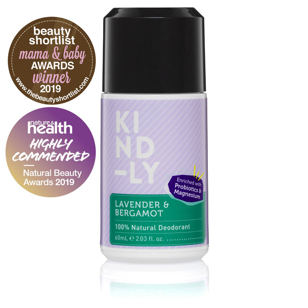 Kind-ly 100% Natural Deodorant Roll-On Lavender & Bergamot 60ml