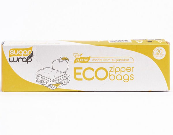 Sugarwrap Eco Zip Lock Bags (Made From Sugarcane) Large 25x35cm pk20