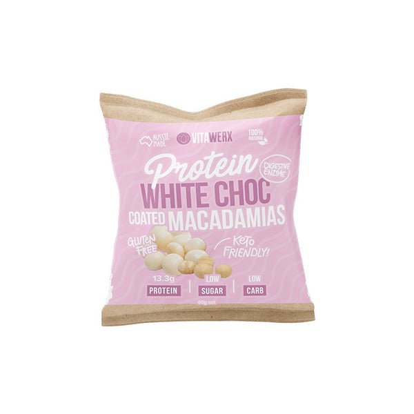 Vitawerx Protein White Chocolate Coated Macadamias 60g