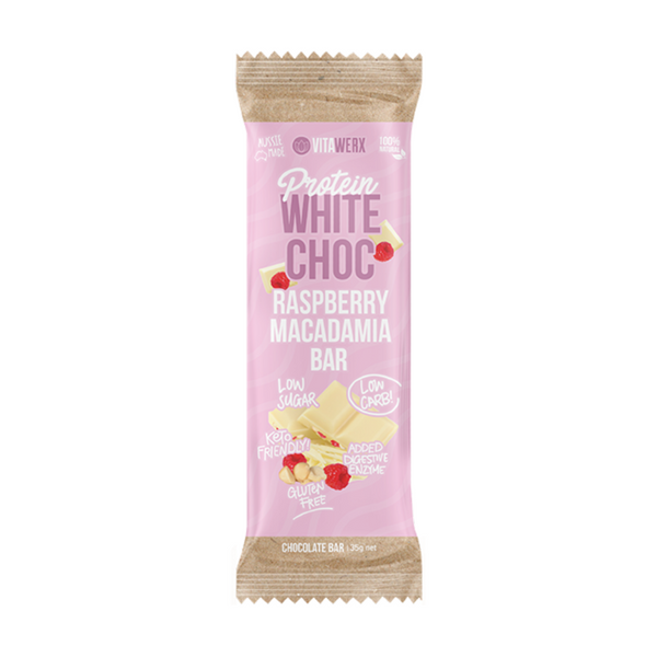 VitaWerx Protein Keto White Chocolate Bar Raspberry Macadamia 35g