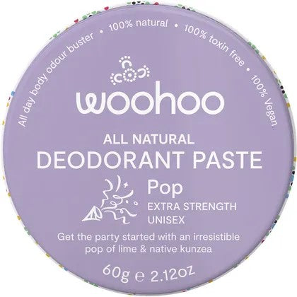 Woohoo All Natural Deodorant Paste (Tin) Pop Extra Strength 60g