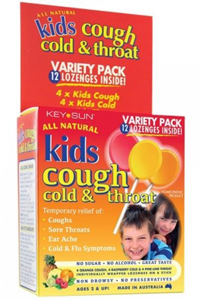 Key Sun All Natural Kids Cough Cold & Throat Lozenge pk12 assorted